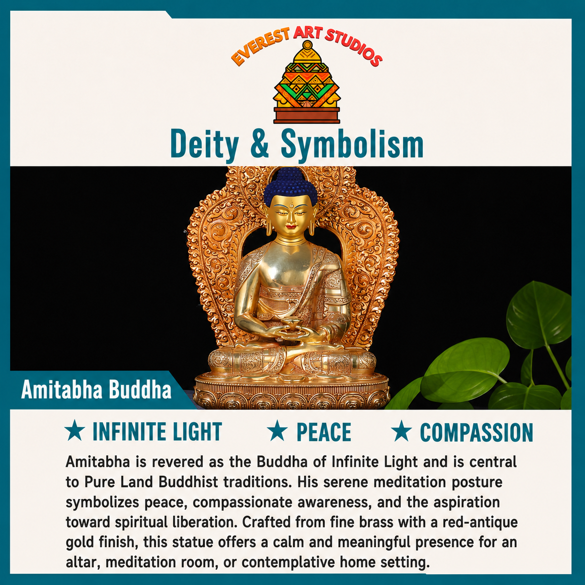 Statue Amitabha en laiton, trois tailles