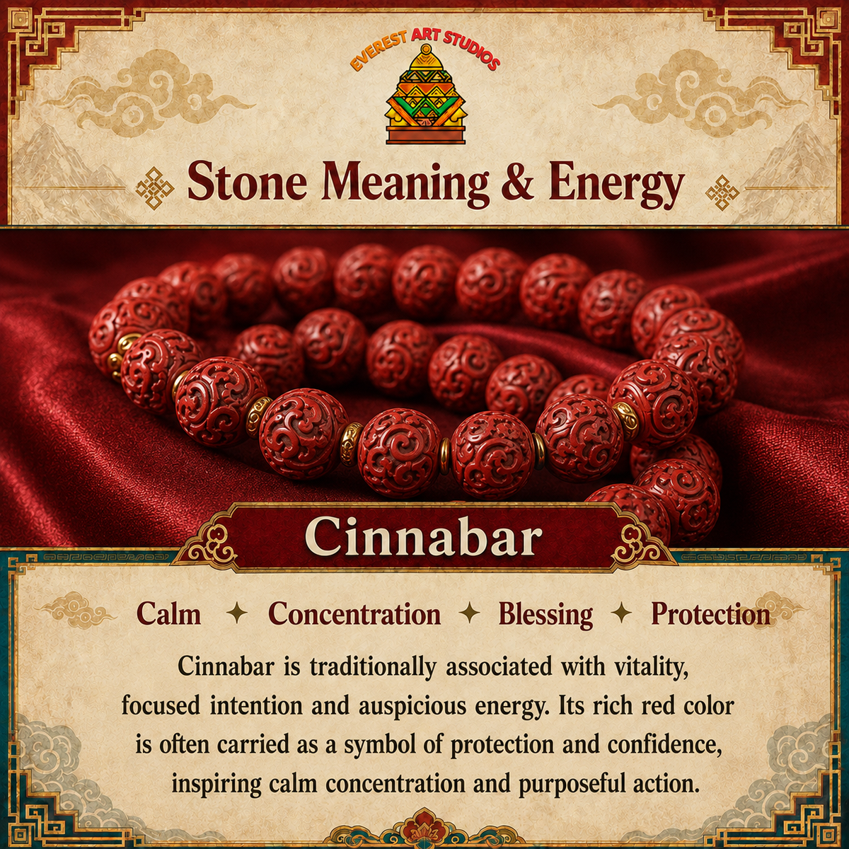 Everest Art Studios cinnabar meaning and energy