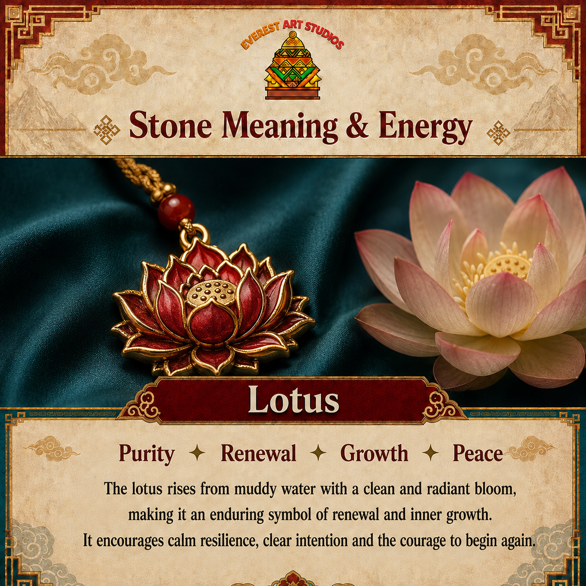 Everest Art Studios lotus meaning and energy