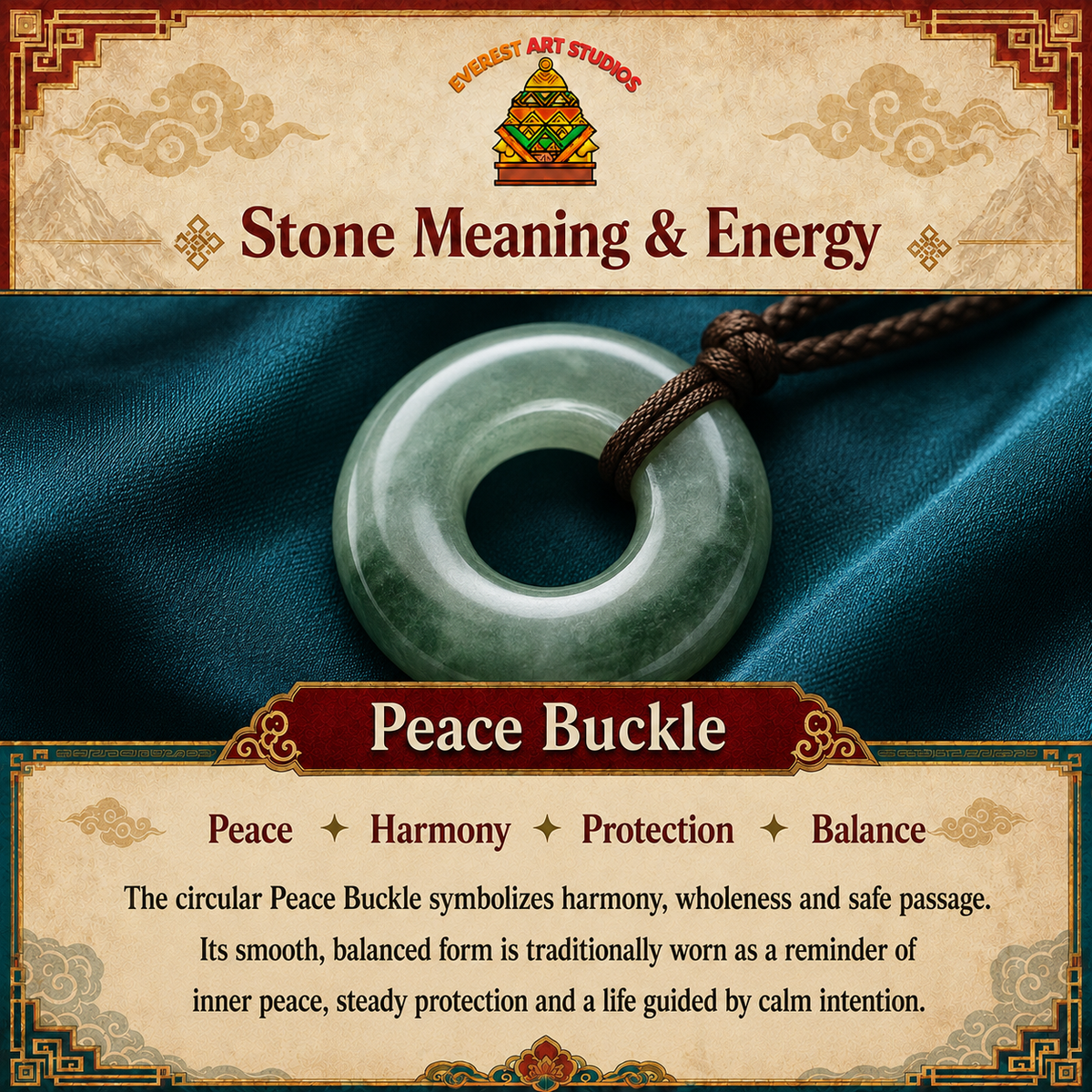 Everest Art Studios peace buckle meaning and energy