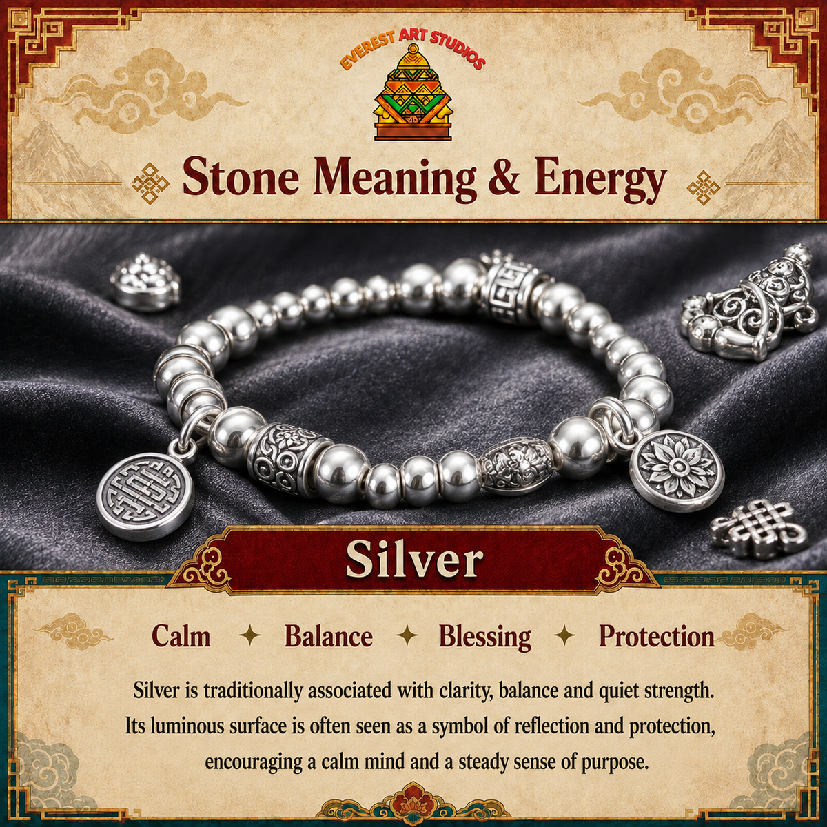 Everest Art Studios silver meaning and energy