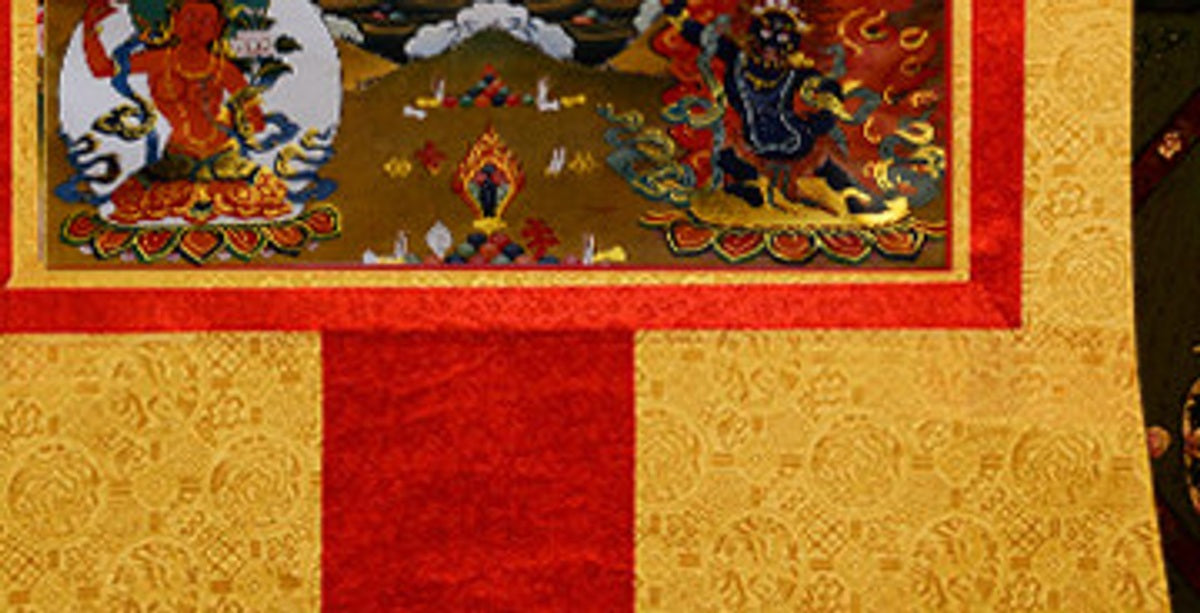 Four-Armed Chenrezig and Three Protectors detail-3