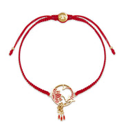 Buddha Stones Tibetan Handmade Lotus Koi Fish Lucky Red String Bracelet