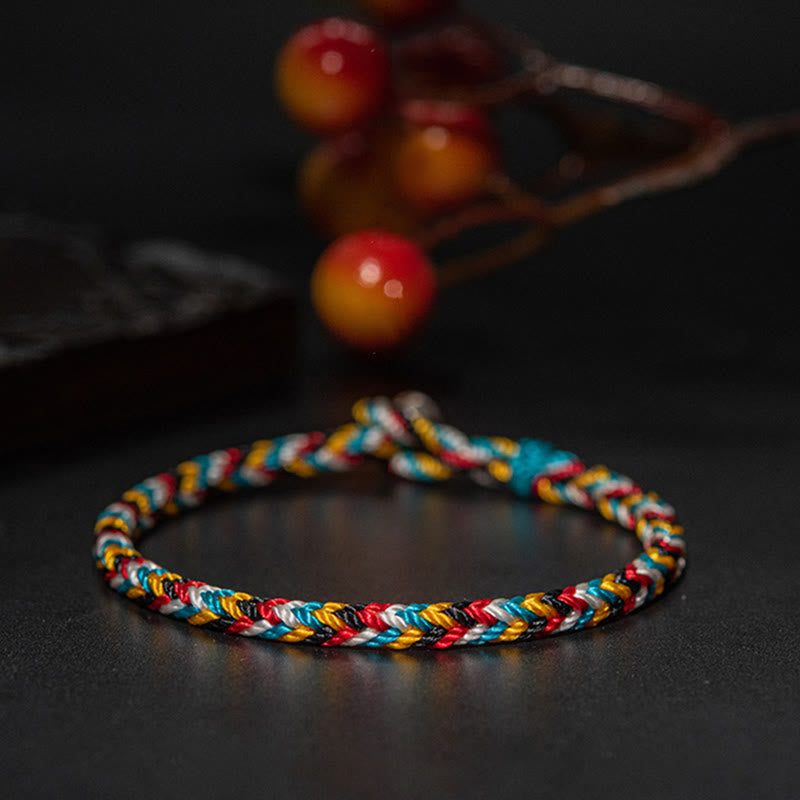EverestArtstudios Tibet Handmade Five Color Thread Protection Braid String Bracelet