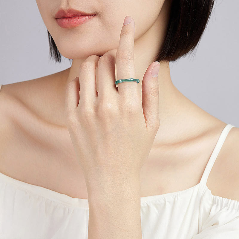 EverestArtstudios Natural Jade Bamboo Prosperity Abundance Ring