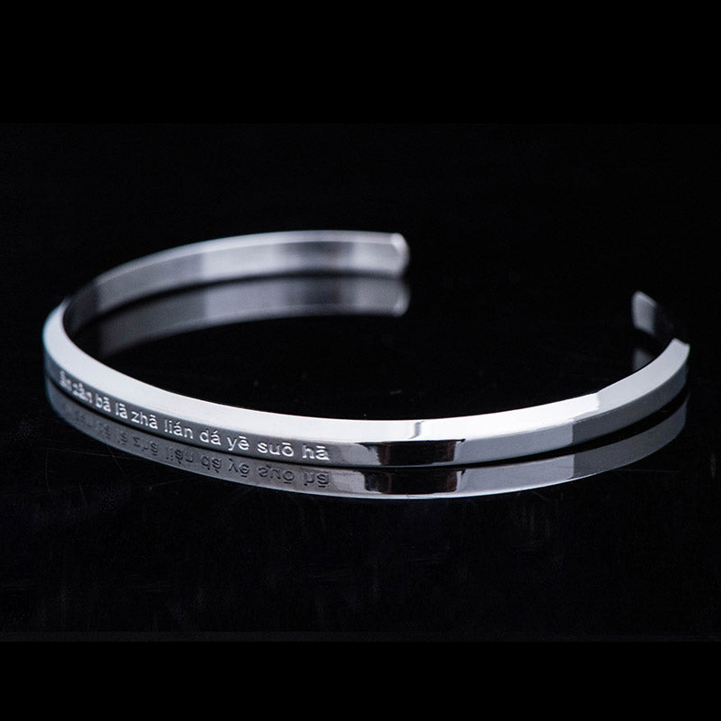 Buddha Stones Six True Words Engraving Titanium Steel Blessing Protection Bracelet