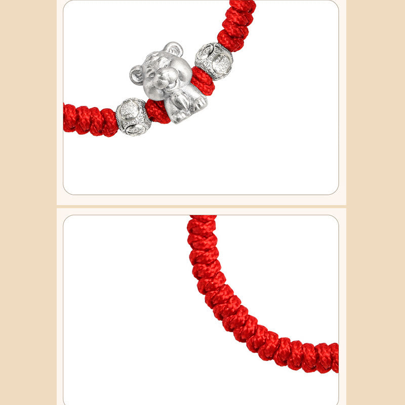 EverestArtstudios 999 Sterling Silver Chinese Zodiac Red Rope Luck Handcrafted Kids Bracelet