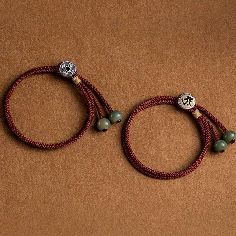 EverestArtStudios 925 Sterling Silver Handmade Chinese Zodiac Natal Buddha Cyan Bodhi Seed Protection Braided Red String Bracelet