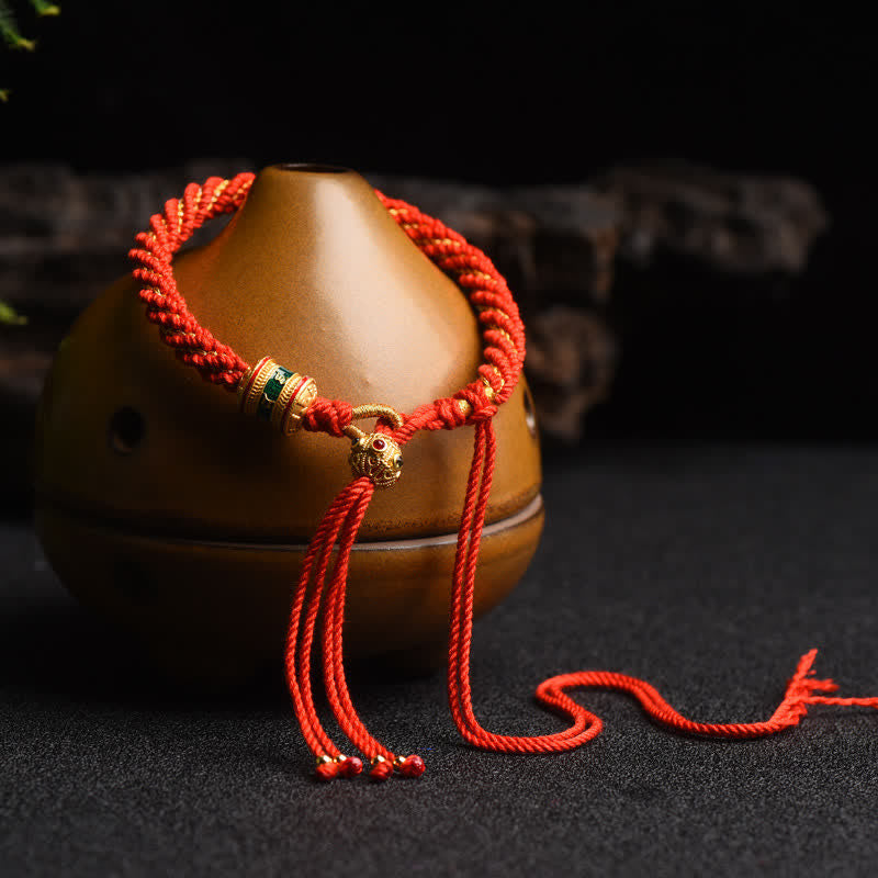 EverestArtstudios Tibetan Handmade Luck Prayer Wheel Bead Charm Weave Colorful String Bracelet