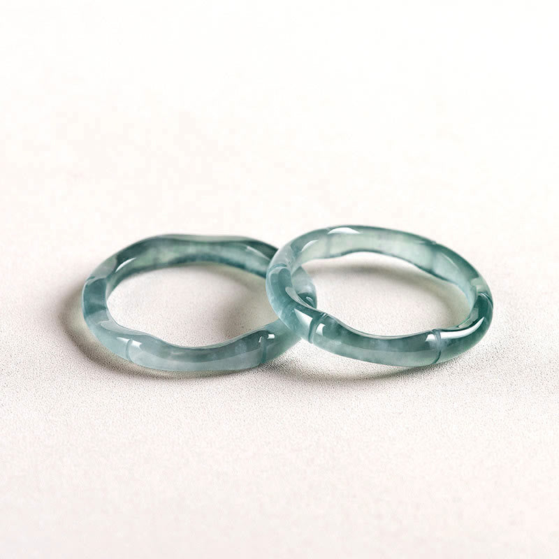 EverestArtstudios Natural Jade Bamboo Prosperity Abundance Ring