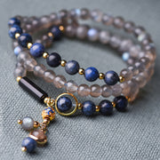 Buddha Stones Moonstone Lazurite Lapis Lazuli Calm Healing Positive Bracelet