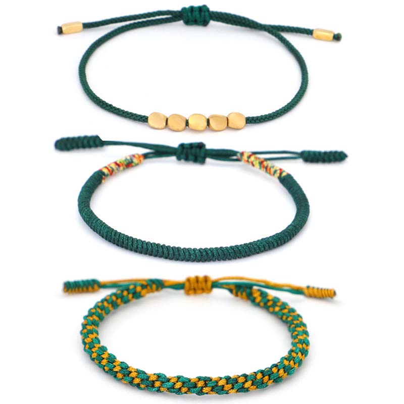 EverestArtStudios 3 PCS Tibetan Copper Beads Healing Protection Luck Bracelet Set