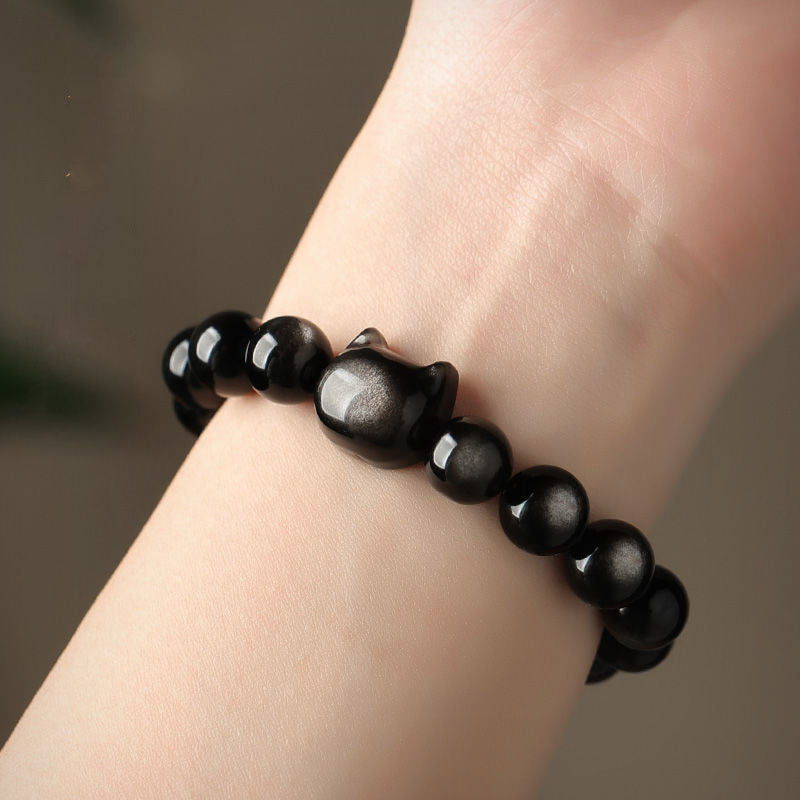 Buddha Stones "All the best for Luck and Confidence" Lovely Cat Bracelet Includes Gift Message Card