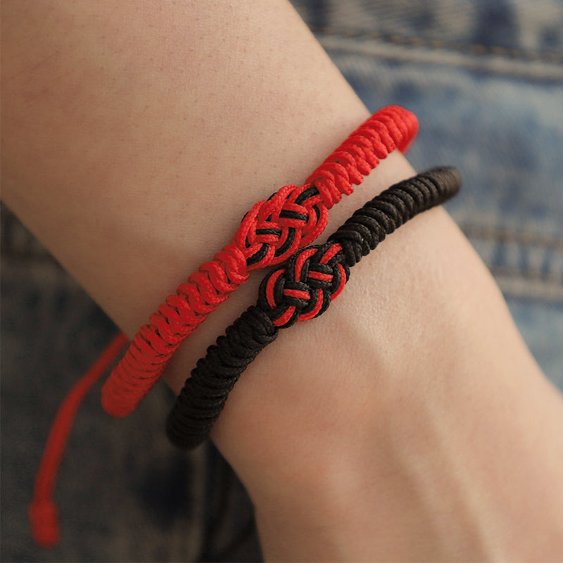 EverestArtstudios 2Pcs Tibetan Luck Chinese Knot Protection String Bracelet