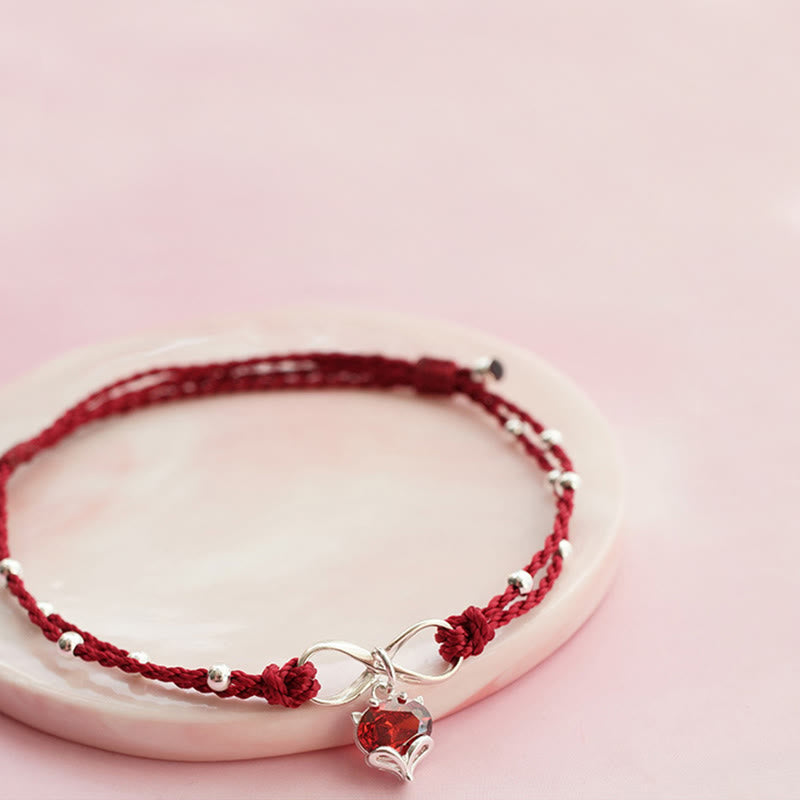 EverestArtstudios Love Heart Infinity Symbol Braided String Anklet