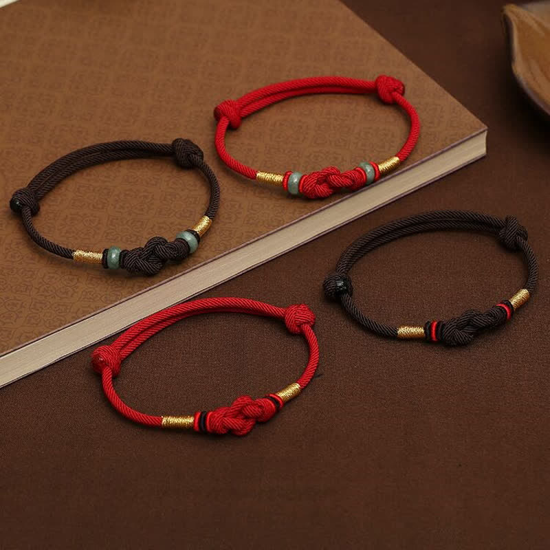 EverestArtStudios Red String Jade Luck Fortune Knot Braided String Bracelet