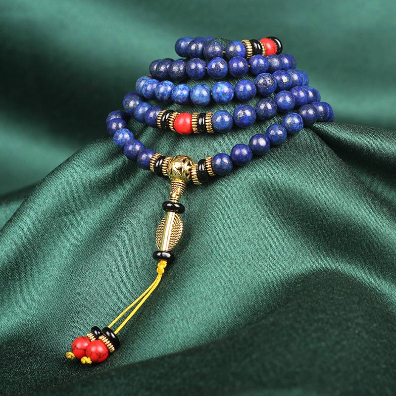 EverestArtStudios Tibetan Mala Lapis Lazuli Lazurite Positive Bracelet