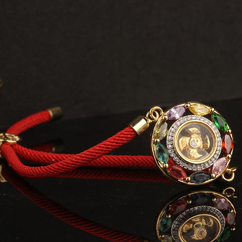 EverestArtstudios Colorful Zircon Copper Wealth Luck Rotation Bracelet Necklace Pendant