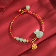 EverestArtstudios 925 Sterling Silver Year of the Rabbit Hetian Jade Happiness Luck Red String Bracelet
