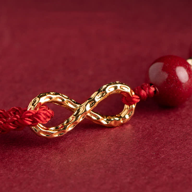 EverestArtStudios Cinnabar Blessing Red String Golden Infinity Symbol Bracelet Anklet