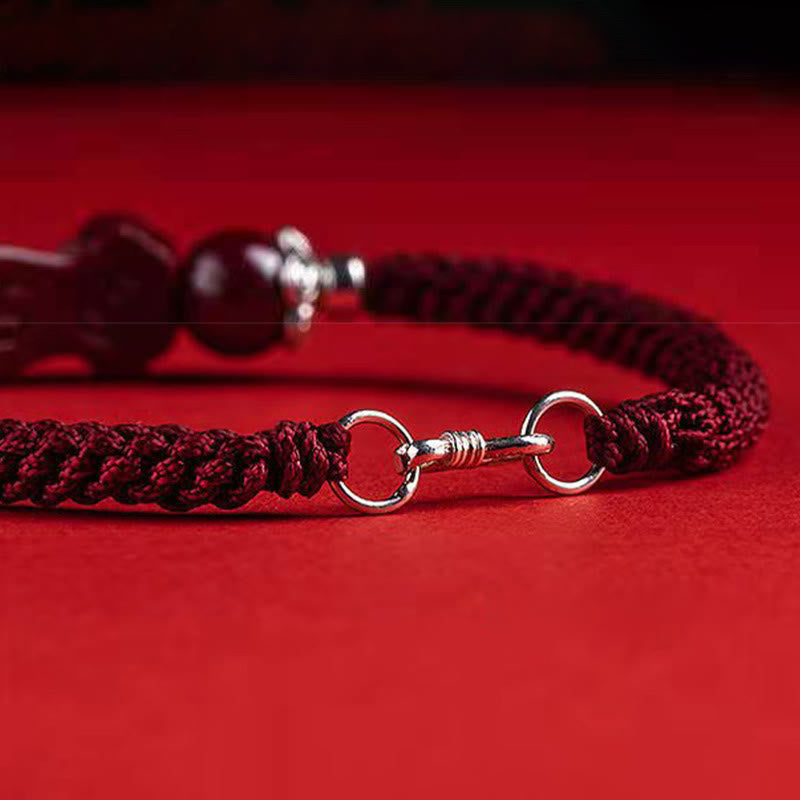 EverestArtstudios Handcrafted PiXiu Cinnabar Wealth Luck Braided Bracelet