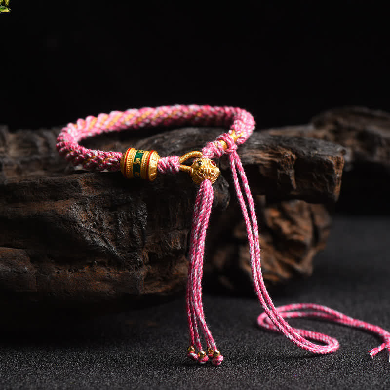 EverestArtstudios Tibetan Handmade Luck Prayer Wheel Bead Charm Weave Colorful String Bracelet