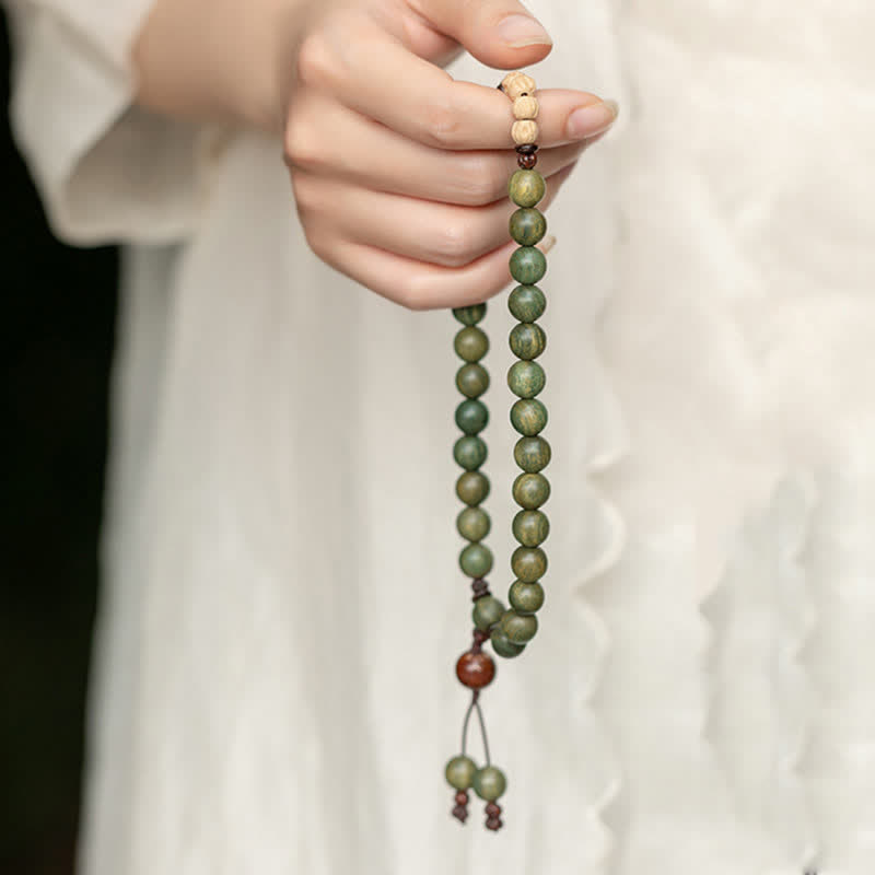 Buddha Stones Green Sandalwood Positive Peace Bracelet