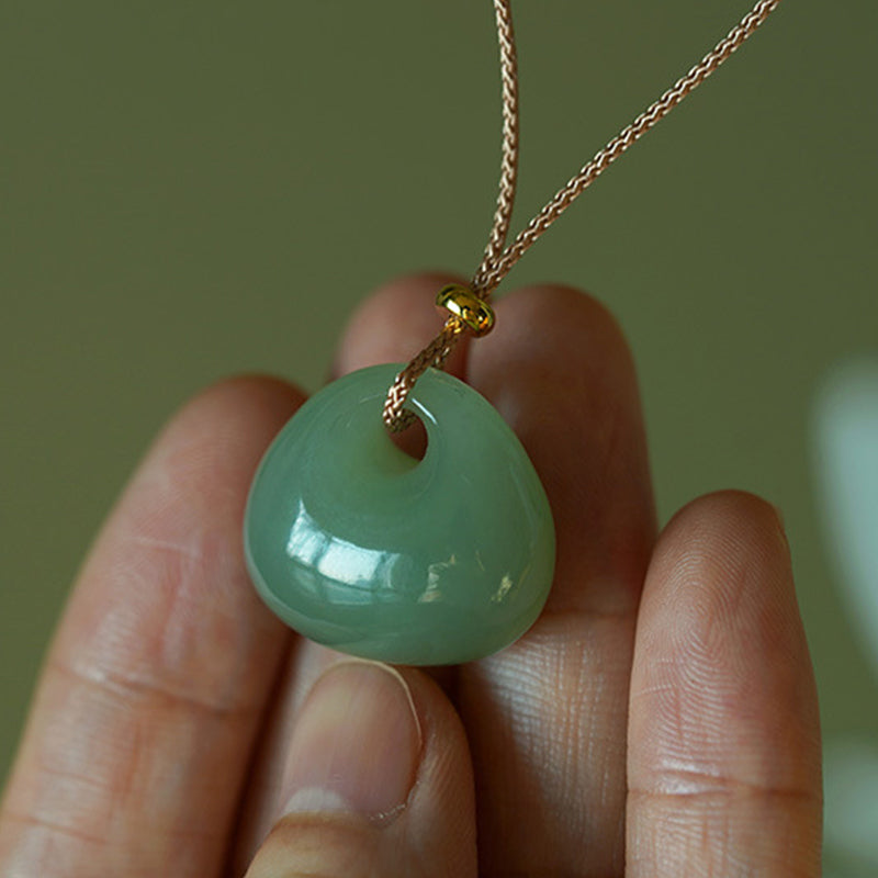 Buddha Stones Natural Jade Luck Prosperity Necklace Pendant