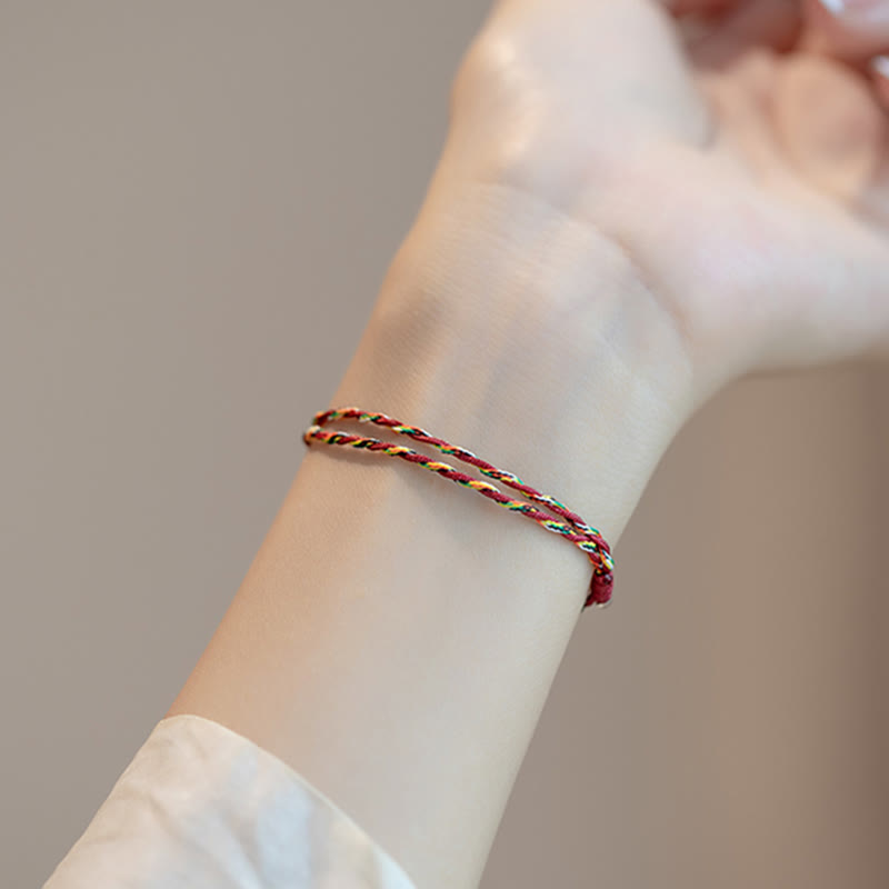 EverestArtstudios 925 Sterling Silver Luck Koi Fish Braided Colorful String Bracelet Anklet