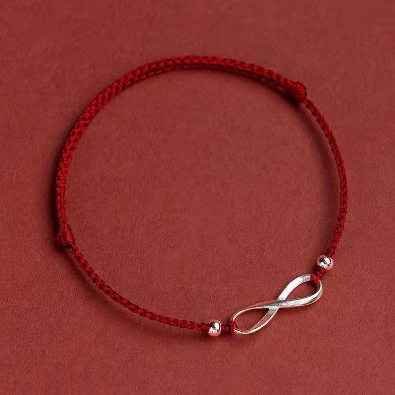 EverestArtstudios 925 Sterling Silver Endless Knot Protection Luck Red String Bracelet Anklet