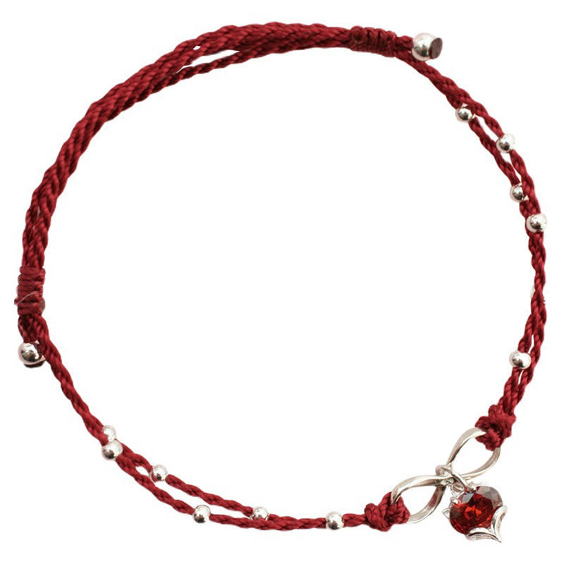 EverestArtstudios Love Heart Infinity Symbol Braided String Anklet
