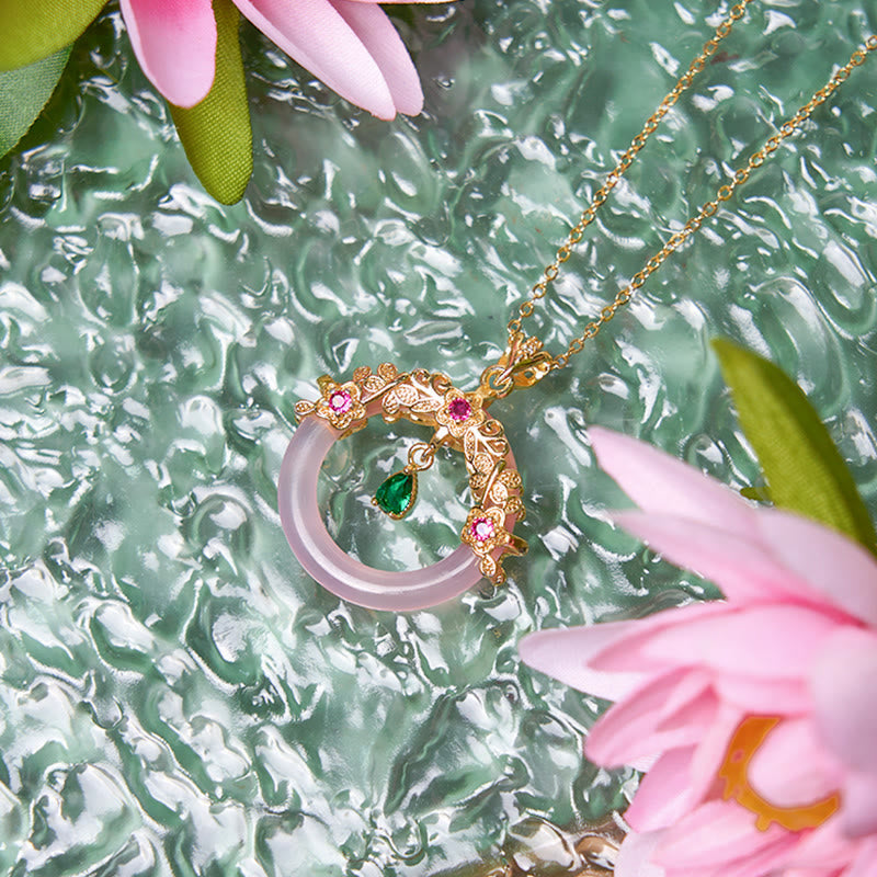 EverestArtstudios Green Chalcedony Peace Buckle Design Strength Necklace Pendant