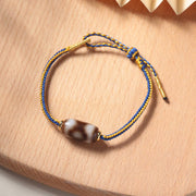 Buddha Stones Tibetan Three-eyed Dzi Bead Luck Happiness Bracelet