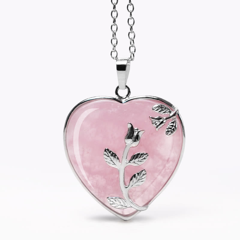 Buddha Stones Natural Healing Crystals Heart Pendant Necklaces