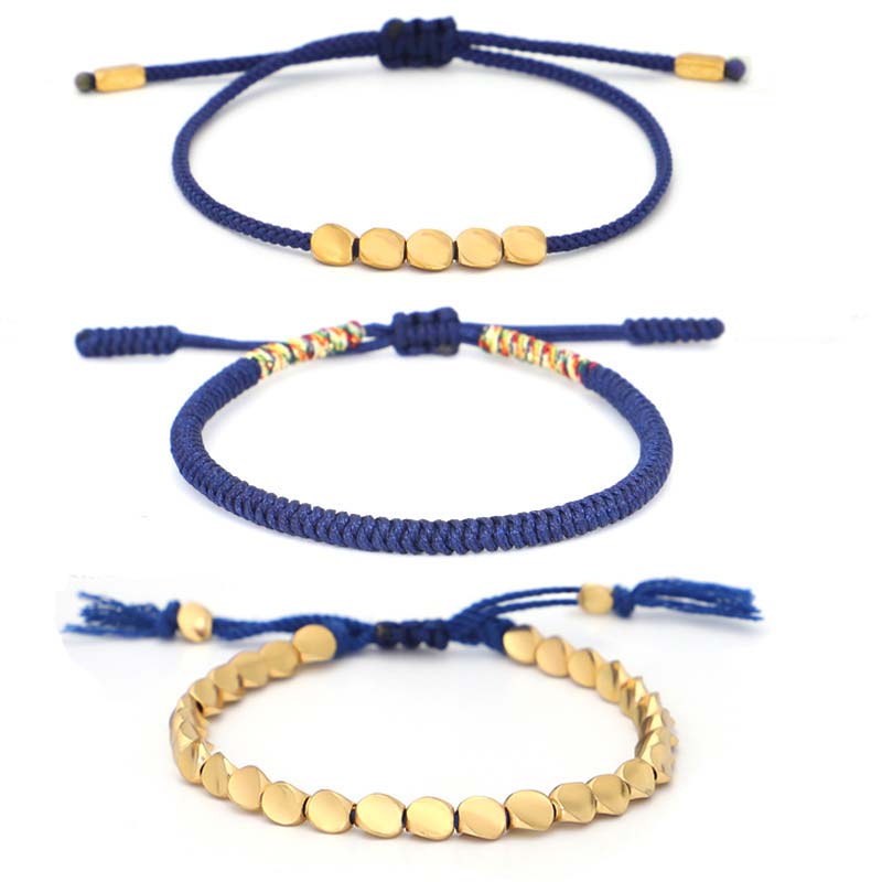 EverestArtStudios 3 PCS Tibetan Copper Beads Healing Protection Luck Bracelet Set