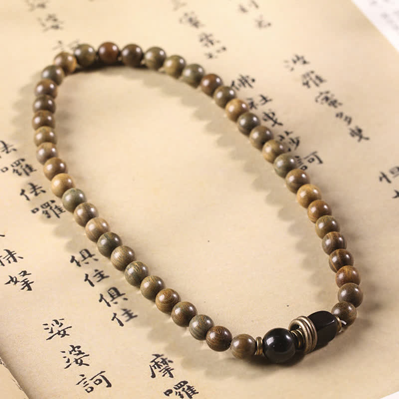 Buddha Stones Tibetan Green Sandalwood Crystal Soothing Peace Bracelet