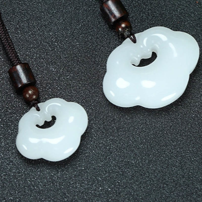 EverestArtstudios Tianshan Jade Golden Silk Jade Chinese Lock Charm Abundance Necklace Pendant