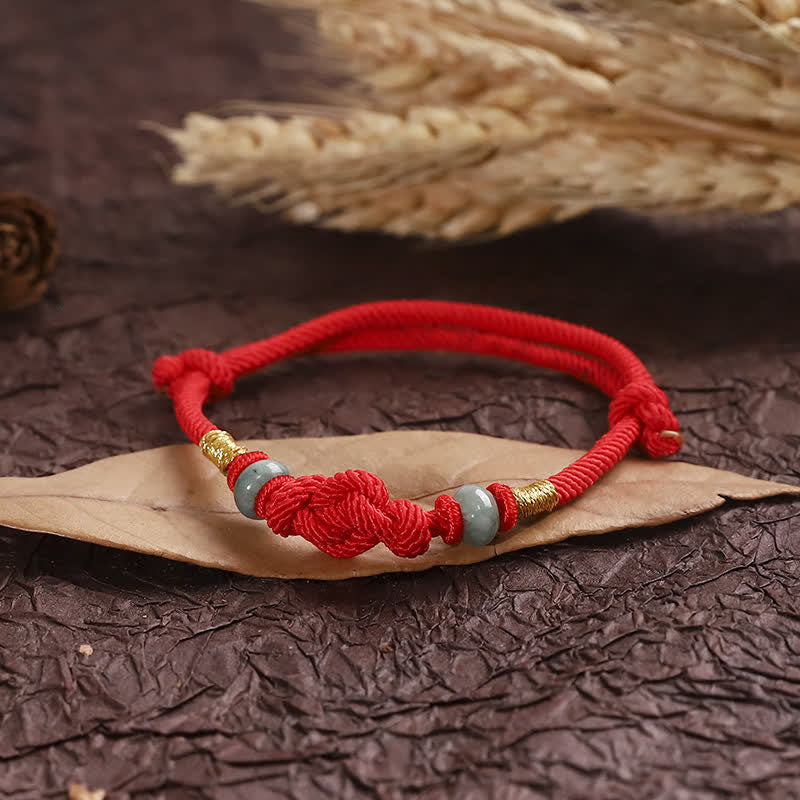 EverestArtStudios Red String Jade Luck Fortune Knot Braided Couple Bracelet