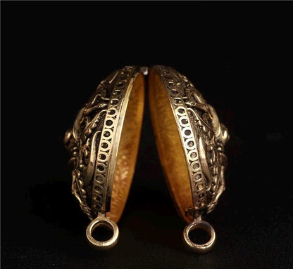 Handmade Tibetan Brass Ghau Prayer Box Necklace Buddhist Amulet Locket Protection Meditation Spiritual Jewelry Gift for man woman