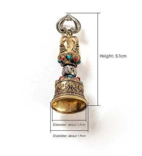 Colgante de campana Vajra, 5.1 cm, con cordón