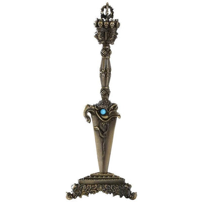 Handcrafted 8.5” Phurba Vajra Dagger Vintage Handmade Nepal Tibetan Pure Brass Amulet