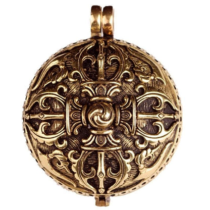Handmade Tibetan Brass Ghau Prayer Box Necklace Buddhist Amulet Locket Protection Meditation Spiritual Jewelry Gift for man woman
