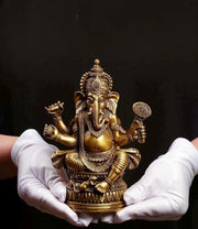 Handcrafted Brass Ganesha Statue Hindu Elephant God of Wisdom Prosperity Remover of Obstacles Home Altar & Spiritual Decor