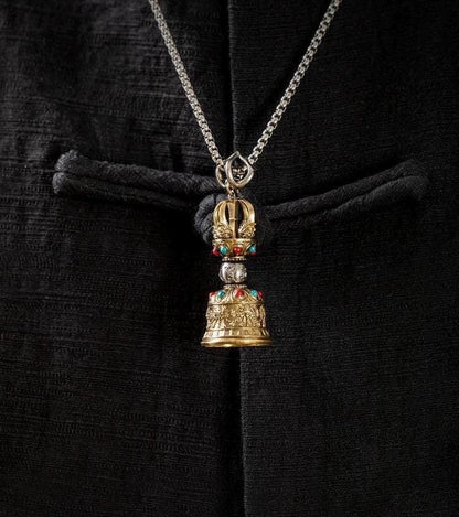 Handcrafted Vajra Bell, Nepalese Brass Five-Pronged Vajra Bell, Pendant Tibetan Ritual Amulet Unisex Protection, Tibetan Talisman