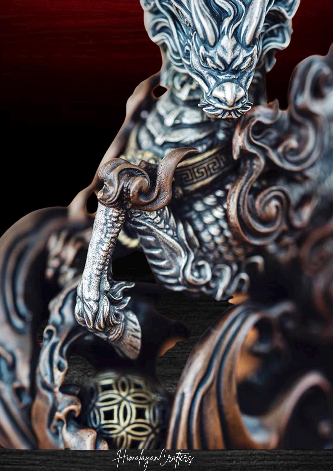 Kirin-Statue aus Kupfer mit Bronzefinish