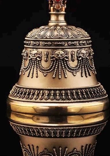 4 to 8 Inches Handcrafted Tibetan Vajra Bell & Dorje Set, Brass, Spiritual Ritual Meditation Buddhist Decor Sacred Power Wisdom Symbol