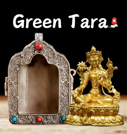 Tibetan Ghau Box Pendant w/Buddha Protector Statue Buddha Gau Solid Brass Amulet Silver Meditation Gift Buddism Practice Spiritual Necklace