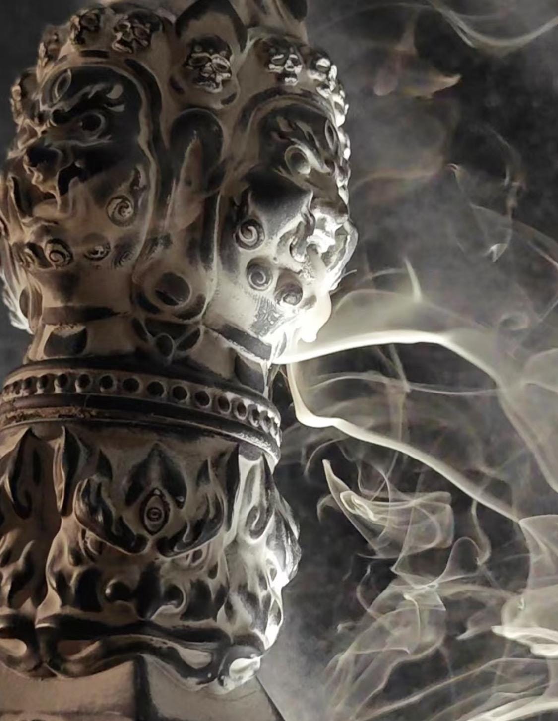 Handcrafted Vajra backflow Heavy Ceramic incense burner, Handmade Tibetan, free backflow incense included