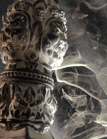 Handcrafted Vajra backflow Heavy Ceramic incense burner, Handmade Tibetan, free backflow incense included