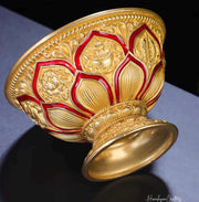 Handcrafted Copper Brass Offering Bowl Tibetan Buddhist Altar Cup for Rituals Meditation Incense Offerings Colourful